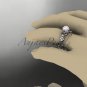 Platinum diamond pearl unique engagement ring AP209