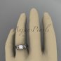Unique 14kt white gold diamond floral pearl engagement ring AP223