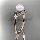 14kt rose gold diamond pearl unique engagement ring AP225