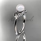 Platinum diamond pearl unique engagement ring AP225