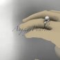Platinum diamond pearl unique engagement ring AP225