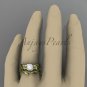 14kt yellow gold diamond pearl flower, leaf and vine engagement ring AP238