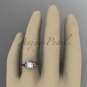14kt white gold diamond pearl flower, leaf and vine engagement ring AP240