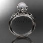 Platinum diamond pearl flower, leaf and vine engagement ring AP240