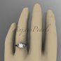 Platinum diamond pearl flower, leaf and vine engagement ring AP240