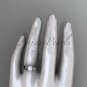 14kt white gold pearl leaf and vine engagement ring AP273