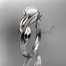 Platinum pearl leaf and vine engagement ring AP273