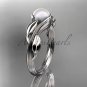 Platinum pearl leaf and vine engagement ring AP273