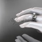 14kt white gold pearl leaf and vine engagement set AP273S