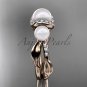 14k rose gold diamond pearl engagement ring AP274