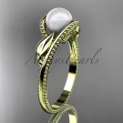 Unique 14kt yellow gold floral pearl engagement ring AP301