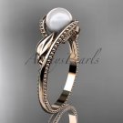 Unique 14kt rose gold floral pearl engagement ring AP301