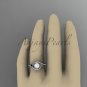 Unique platinum floral pearl engagement ring AP301