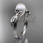 Unique 14kt white gold diamond floral pearl engagement ring AP324