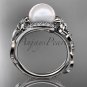 14kt white gold diamond pearl unique engagement ring AP326