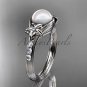 14kt white gold diamond pearl unique engagement ring AP333