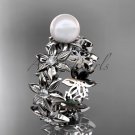 14kt white gold diamond pearl engagement ring AP339