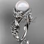 Platinum diamond pearl unique engagement ring AP211
