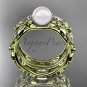 14kt yellow gold diamond pearl unique engagement ring, wedding ring AP152S