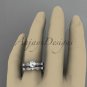 14kt white gold engagement set with a Forever One Moissanite  center stone ADER177