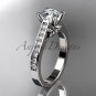 Platinum diamond engagement ring with a "Forever One" Moissanite center stone ADER134