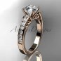 14kt rose gold diamond engagement ring with a "Forever Brilliant" Moissanite center stone ADER142
