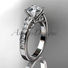 Platinum diamond unique engagement ring with a "Forever Brilliant" Moissanite center stone ADER142