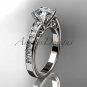 Platinum diamond unique engagement ring with a "Forever Brilliant" Moissanite center stone ADER142