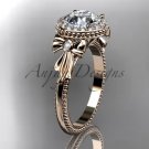 14kt rose gold engagement ring with a "Forever One " Moissanite center stone ADER157