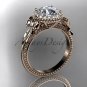 14kt rose gold engagement ring with a "Forever One " Moissanite center stone ADER157