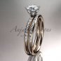 14kt rose gold engagement set with a "Forever Brilliant" Moissanite center stone ADER145