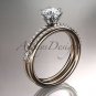 14kt rose gold engagement set with a "Forever Brilliant" Moissanite center stone ADER145