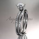 14kt white gold engagement set with a "Forever Brilliant" Moissanite center stone ADER145