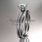 14kt white gold engagement set with a "Forever Brilliant" Moissanite center stone ADER145