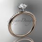 14kt rose gold diamond engagement ring with a "Forever Brilliant" Moissanite center stone ADER145