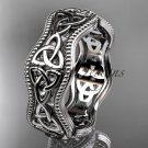 14kt white gold celtic trinity knot engagement ring, wedding band CT750B