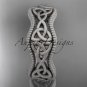 14kt white gold celtic trinity knot matte finish engagement ring, wedding band CT750B
