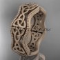14kt rose gold celtic trinity knot matte finish engagement ring, wedding band CT750B