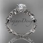 14kt white gold celtic trinity knot engagement ring with a Moissanite center stone CT759