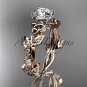 14kt rose gold celtic trinity knot engagement ring with a  Moissanite center stone CT759