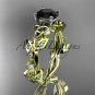 14kt yellow gold celtic trinity knot engagement ring with a Black Diamond center stone CT759