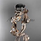 14kt rose gold celtic trinity knot engagement ring with a Black Diamond center stone CT759