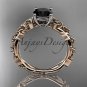 14kt rose gold celtic trinity knot engagement ring with a Black Diamond center stone CT759