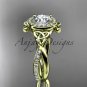 14kt yellow gold celtic trinity knot engagement ring with a  Moissanite center stone CT789