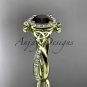 14kt yellow gold celtic trinity knot engagement ring with a Black Diamond center stone CT789