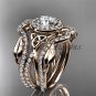 14kt rose gold celtic trinity knot engagement ring with a Moissanite center stone CT789S