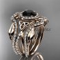 14kt rose gold celtic trinity knot engagement ring with a Black Diamond center stone CT789S