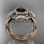 14kt rose gold celtic trinity knot engagement ring with a Black Diamond center stone CT789S