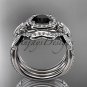 Platinum  celtic trinity knot engagement ring with a Black Diamond center stone CT789S