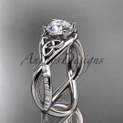 14kt white gold celtic trinity knot engagement ring, wedding ring CT790